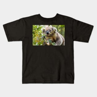 Koala eating gum leaves. Kids T-Shirt